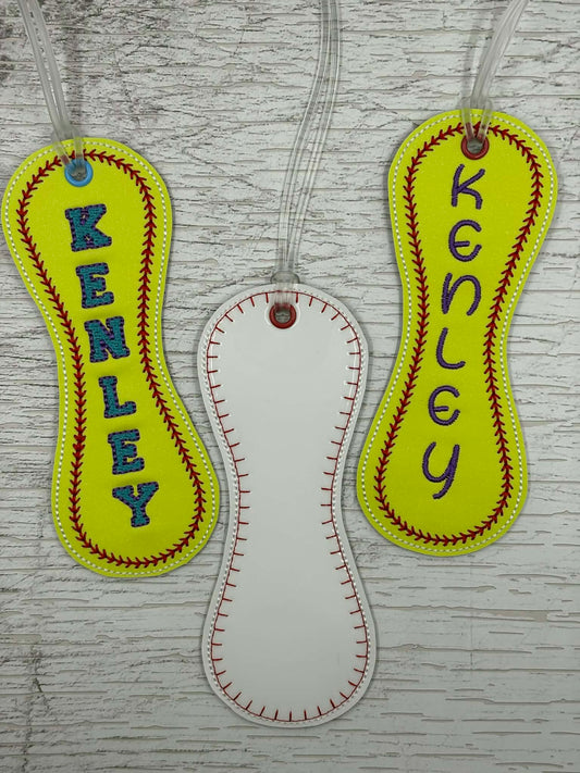 Baseball Softball Long Panel Bag Tags – 2 Styles Included – 5 x 7 Hoop ONLY - Digital Embroidery Design