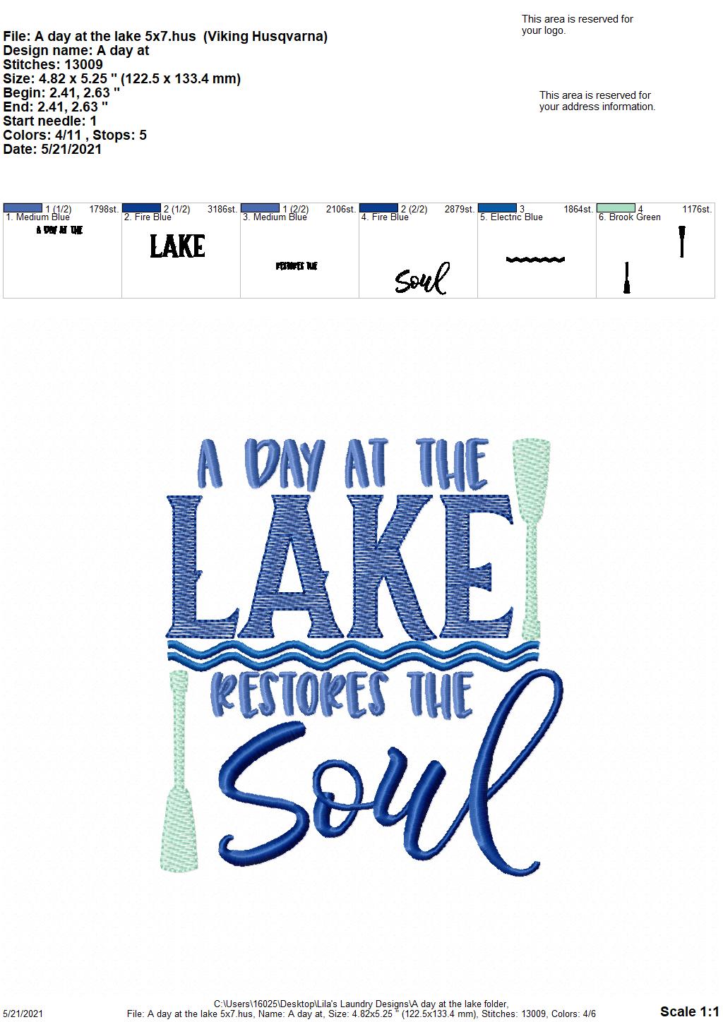 A Day At Lake - 3 sizes- Digital Embroidery Design