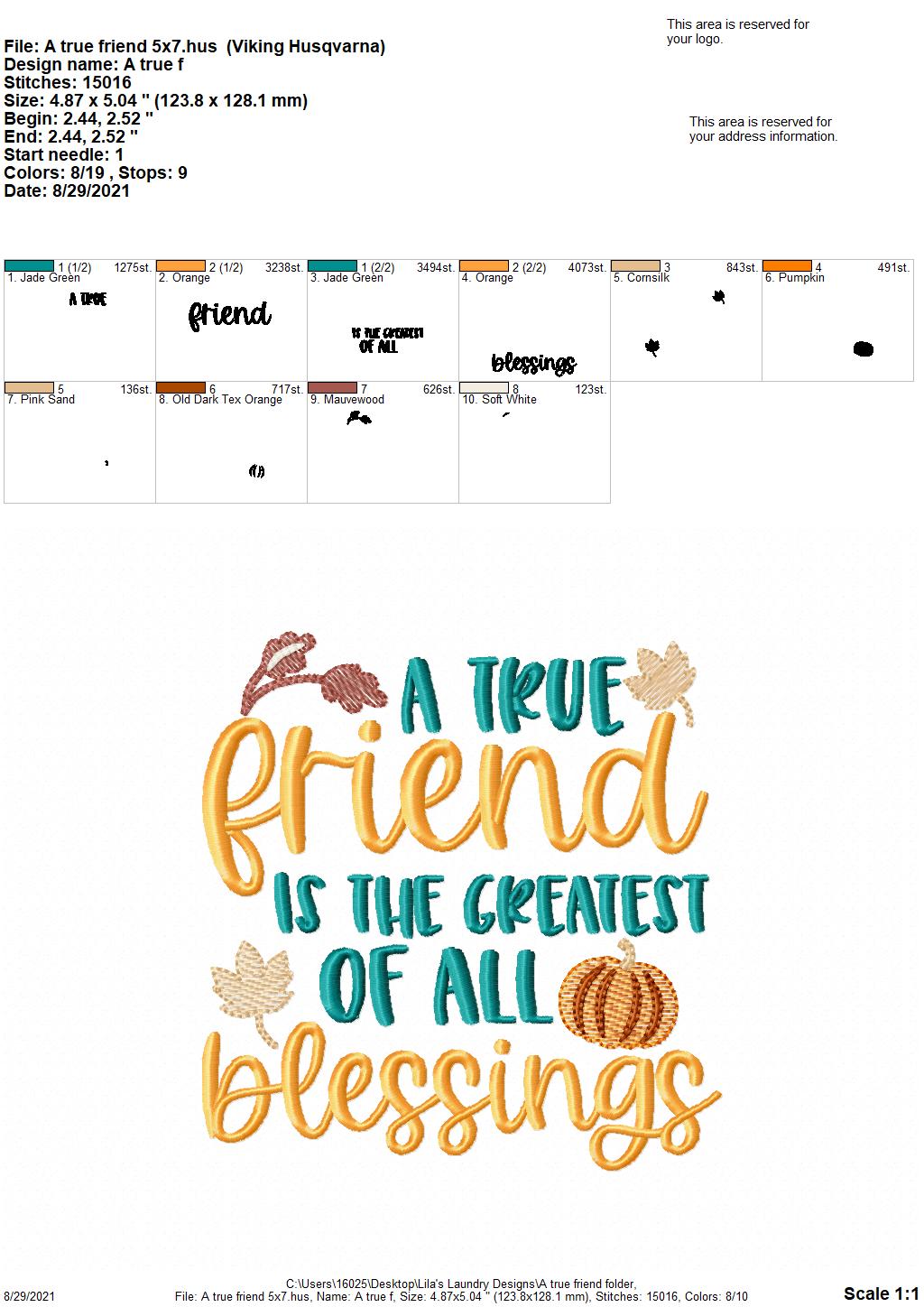 A True Friend - 4 sizes- Digital Embroidery Design