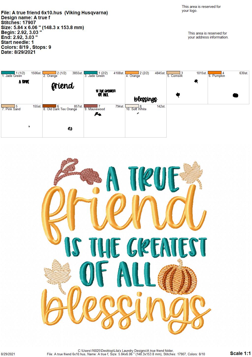 A True Friend - 4 sizes- Digital Embroidery Design