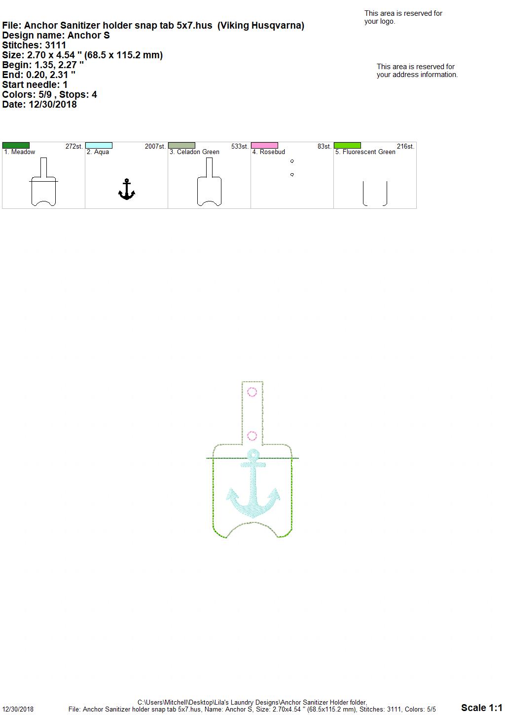 Anchor Sanitizer Holder - Embroidery Design - DIGITAL Embroidery DESIGN