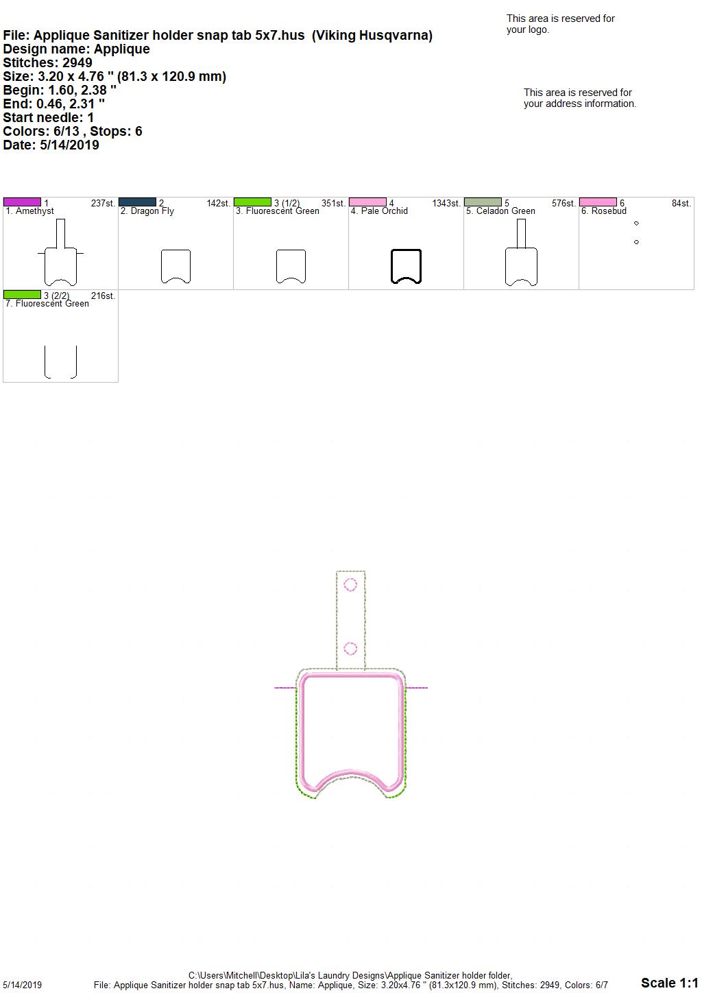 Applique Sanitizer Holder - DIGITAL Embroidery DESIGN