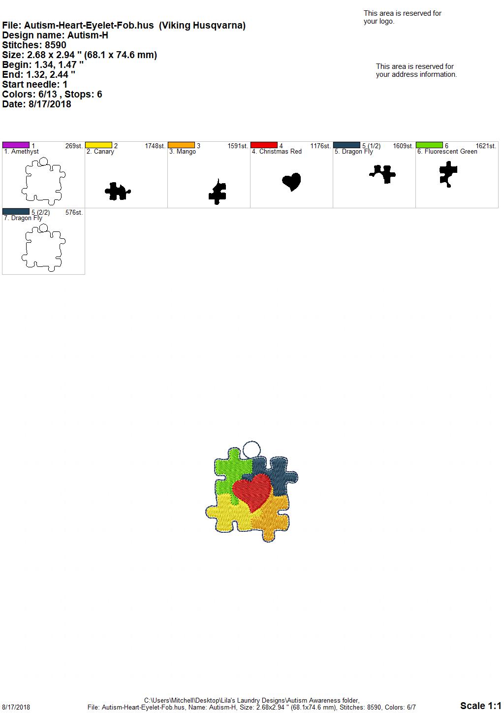 Autism Awareness Fobs 4x4 & 5x7 Groupe