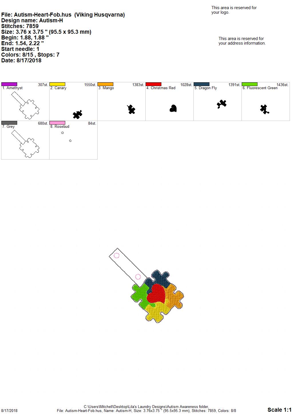 Autism Awareness Fobs 4x4 & 5x7 Groupe