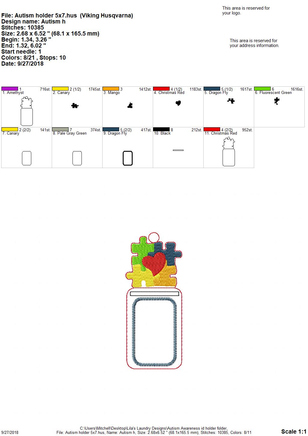 Autism Awareness Vertical ID Holder 5x7