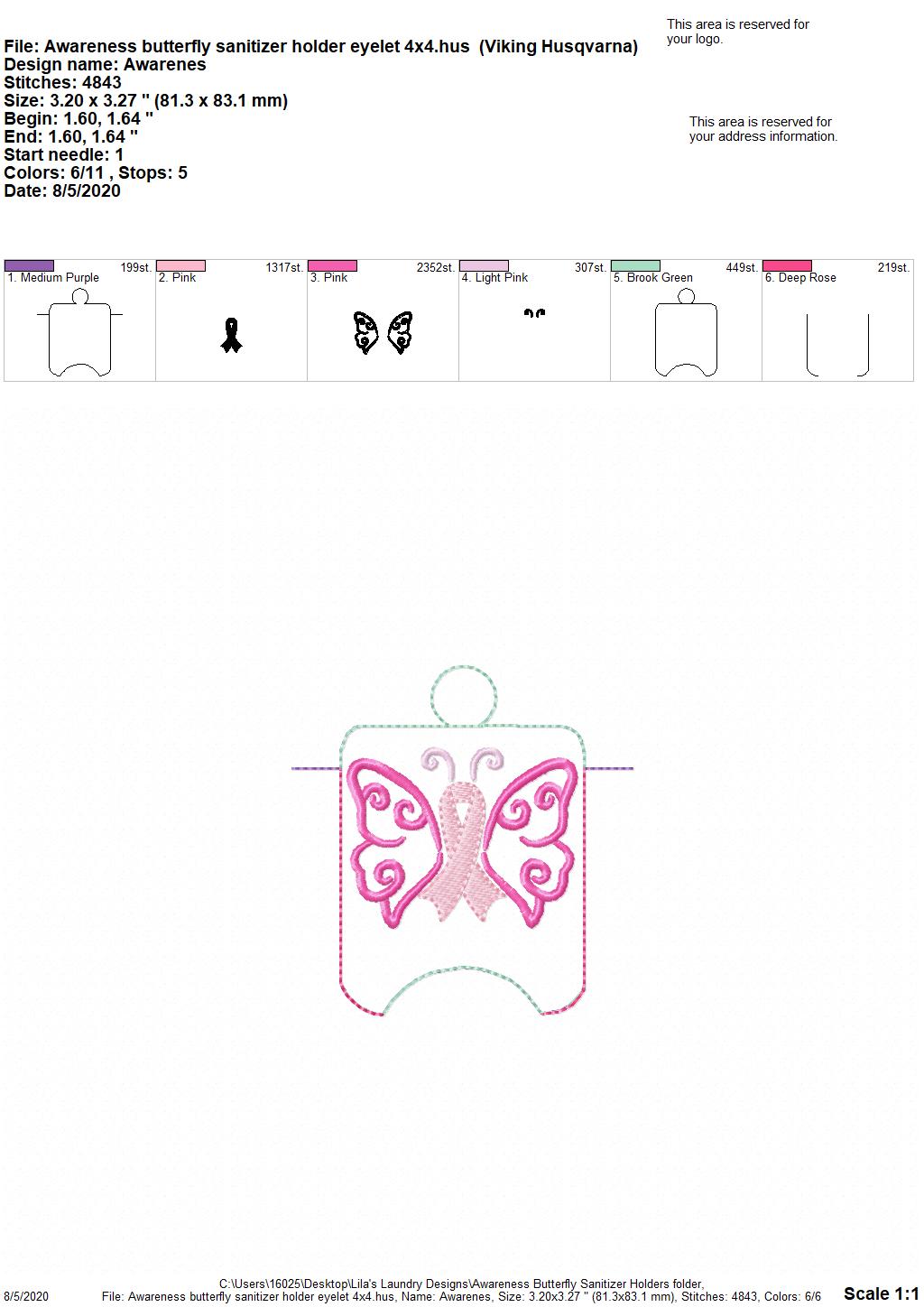 Awareness Butterfly Sanitizer Holders - DIGITAL Embroidery DESIGN