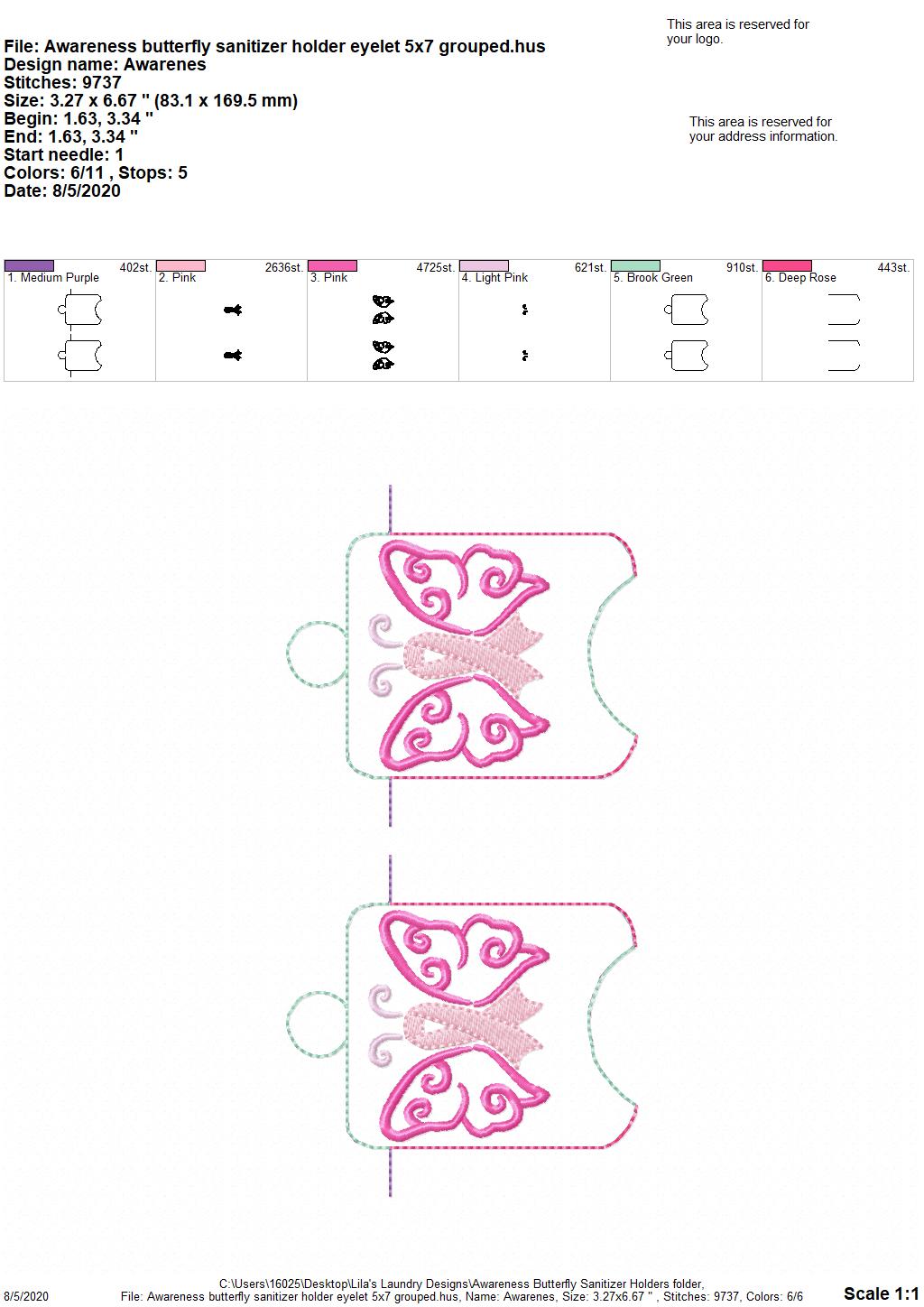 Awareness Butterfly Sanitizer Holders - DIGITAL Embroidery DESIGN