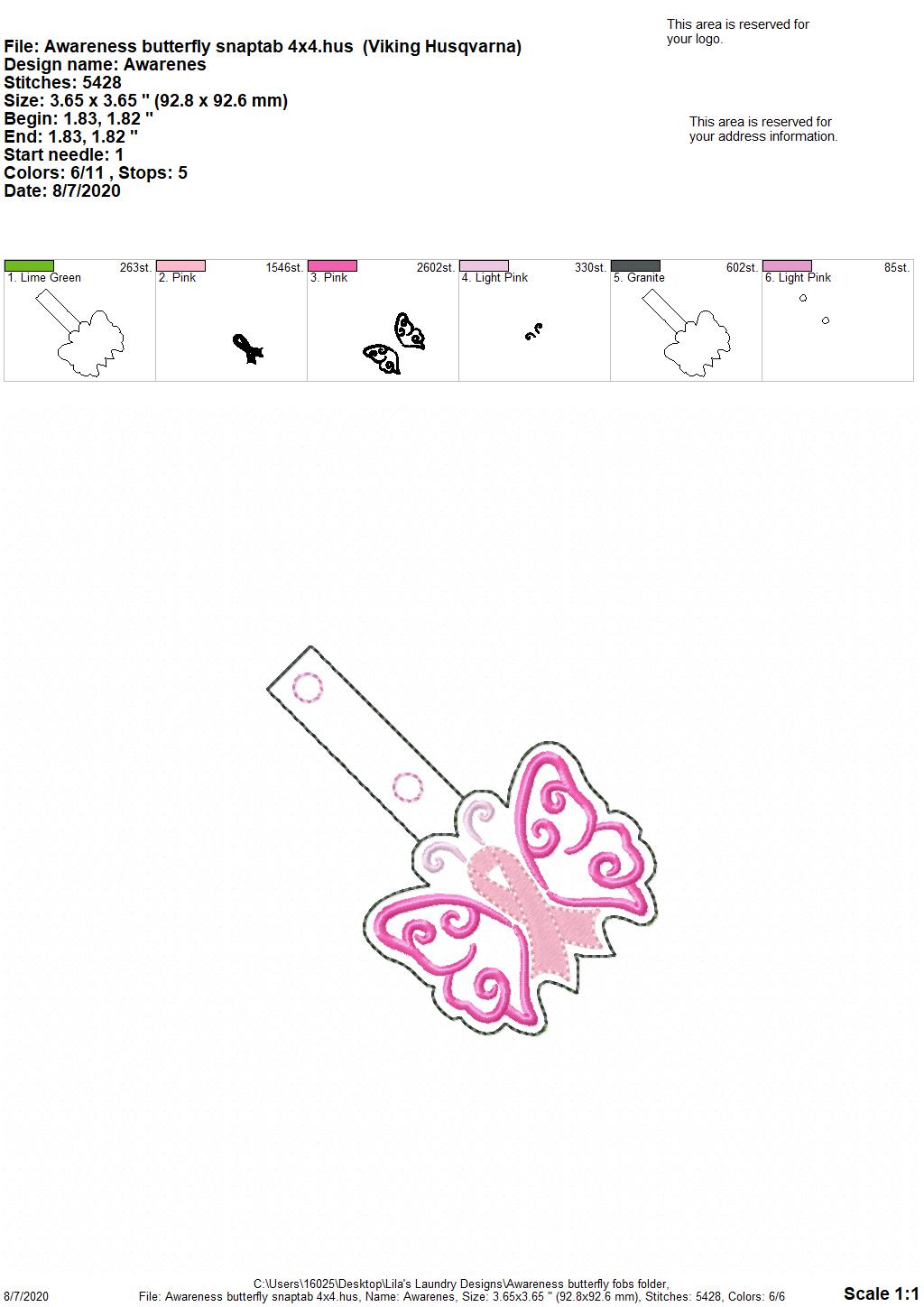 Awareness Butterfly Fobs - DIGITAL Embroidery DESIGN