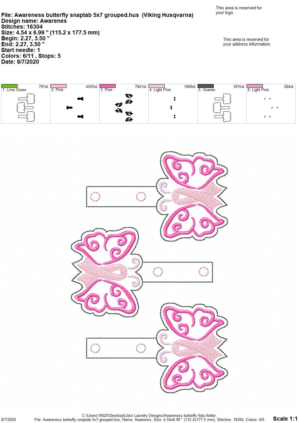 Awareness Butterfly Fobs - DIGITAL Embroidery DESIGN