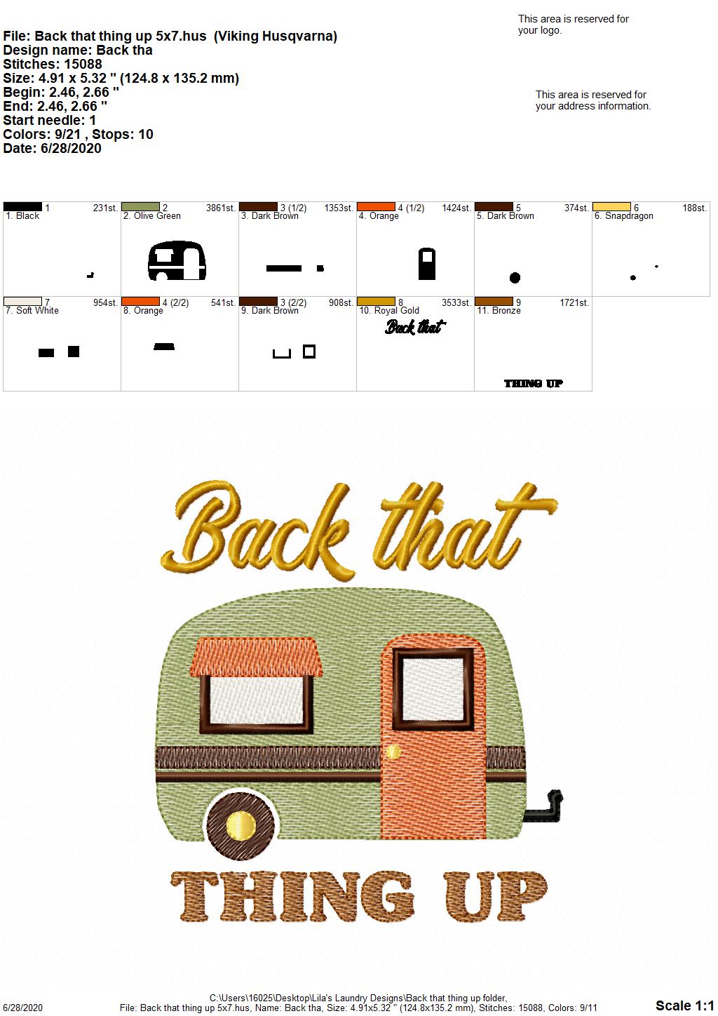 Back That Thing Up - 3 Sizes - Digital Embroidery Design