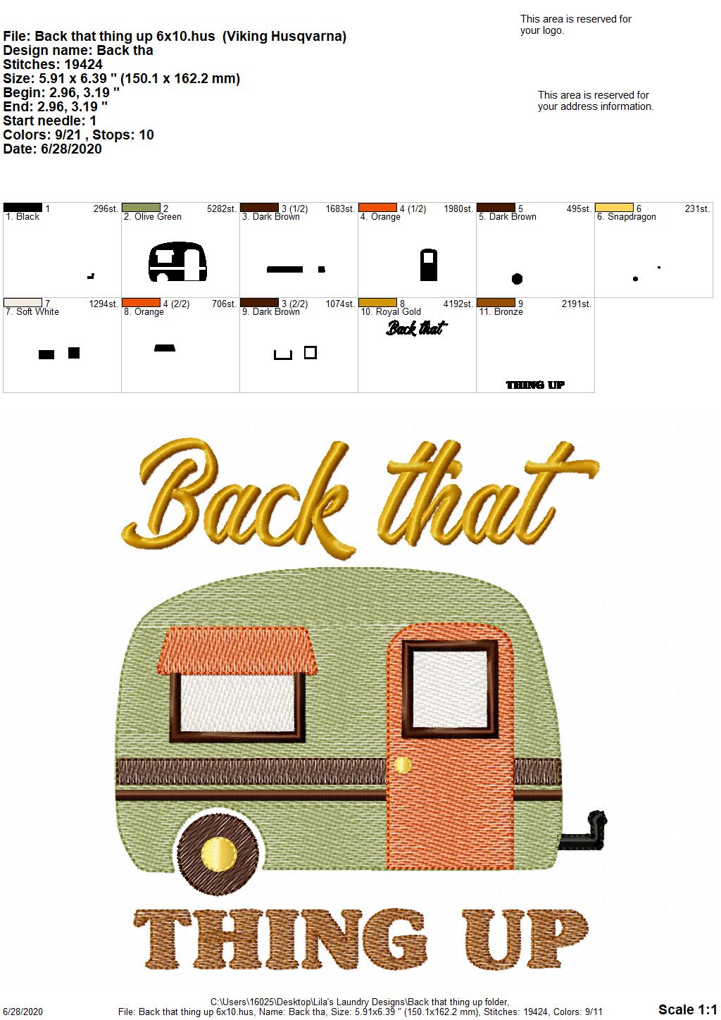 Back That Thing Up - 3 Sizes - Digital Embroidery Design