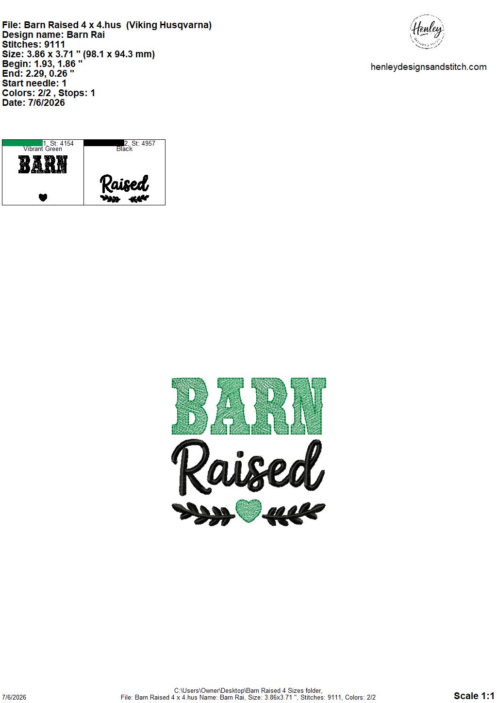 Barn Raised – 4 x 4, 5 x 7, 6 x 10 and 8 x 12 – DIGITAL Embroidery Design