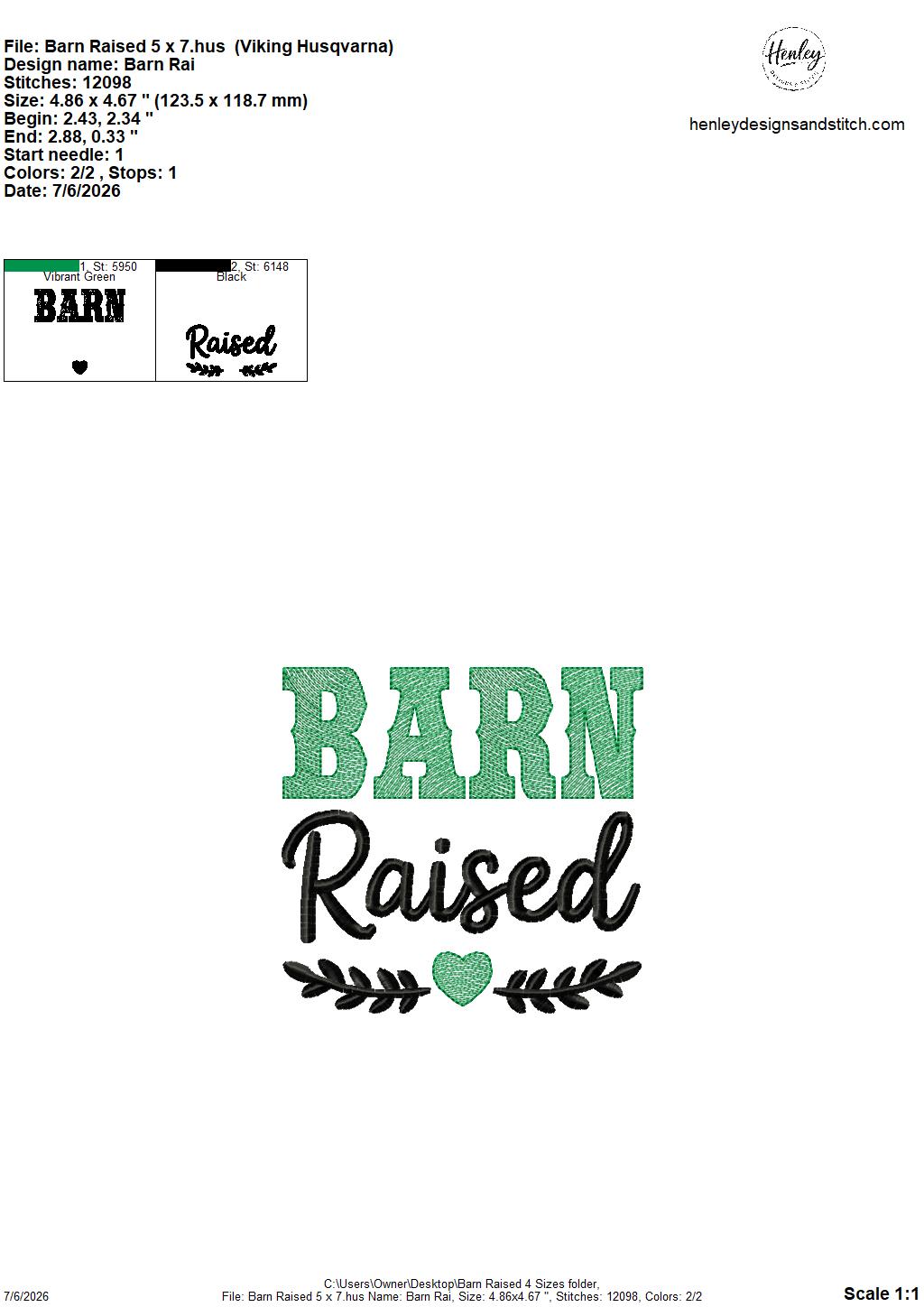 Barn Raised – 4 x 4, 5 x 7, 6 x 10 and 8 x 12 – DIGITAL Embroidery Design
