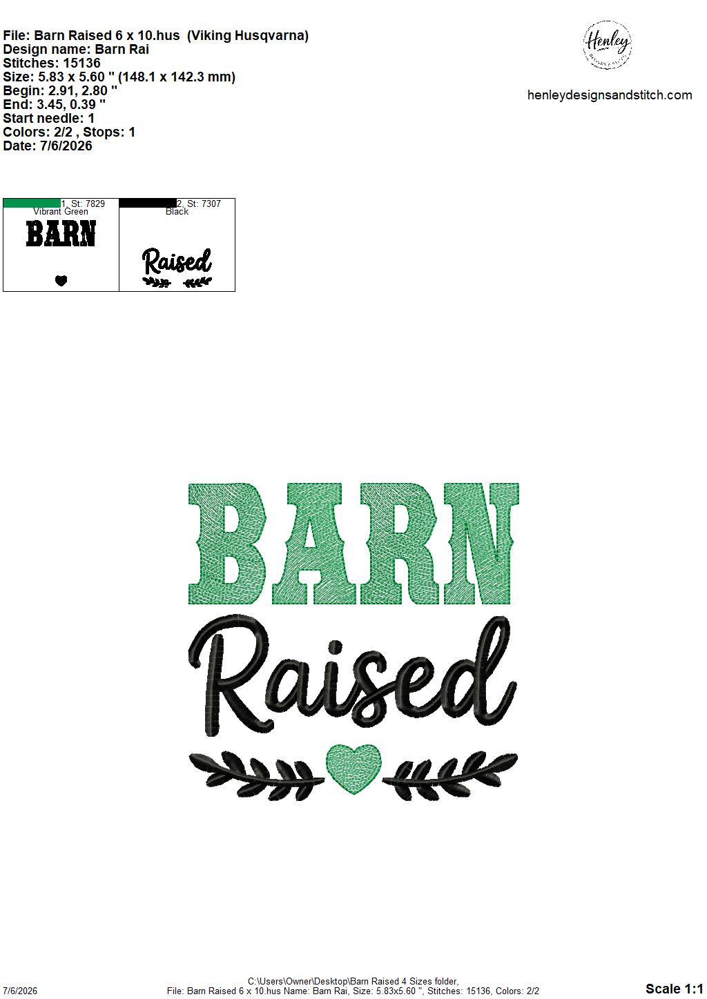 Barn Raised – 4 x 4, 5 x 7, 6 x 10 and 8 x 12 – DIGITAL Embroidery Design