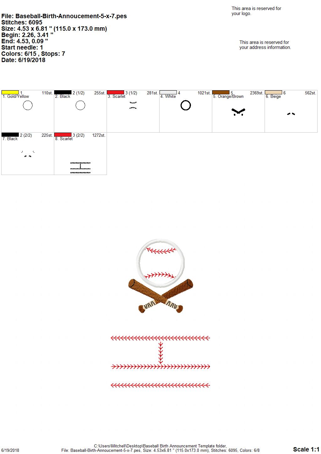 Baseball Birth Announcement Template 5x7 only