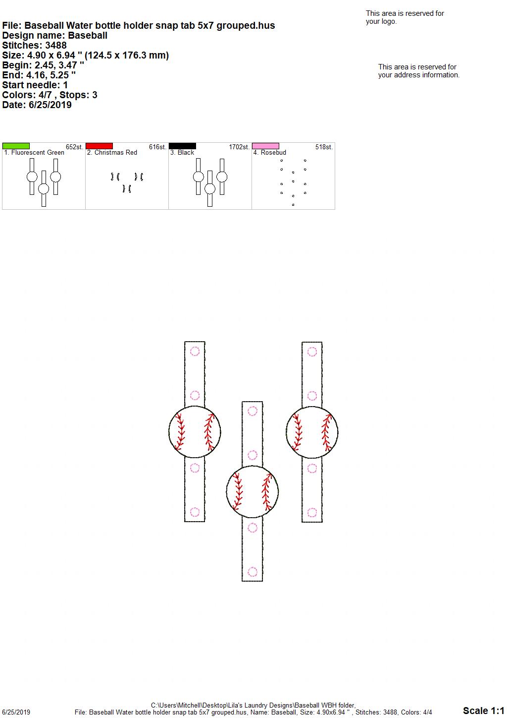 Baseball/Softball Water Bottle Holders - DIGITAL Embroidery DESIGN