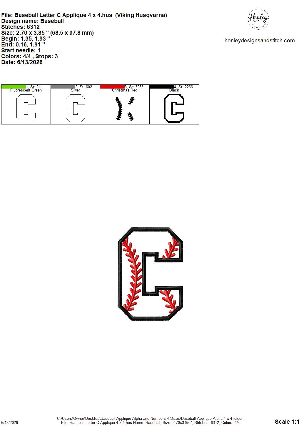 Baseball Stitching Applique Alpha and Numbers – 4 x 4, 5 x 7, 6 x 10 and 8 x 12 – DIGITAL Embroidery Design