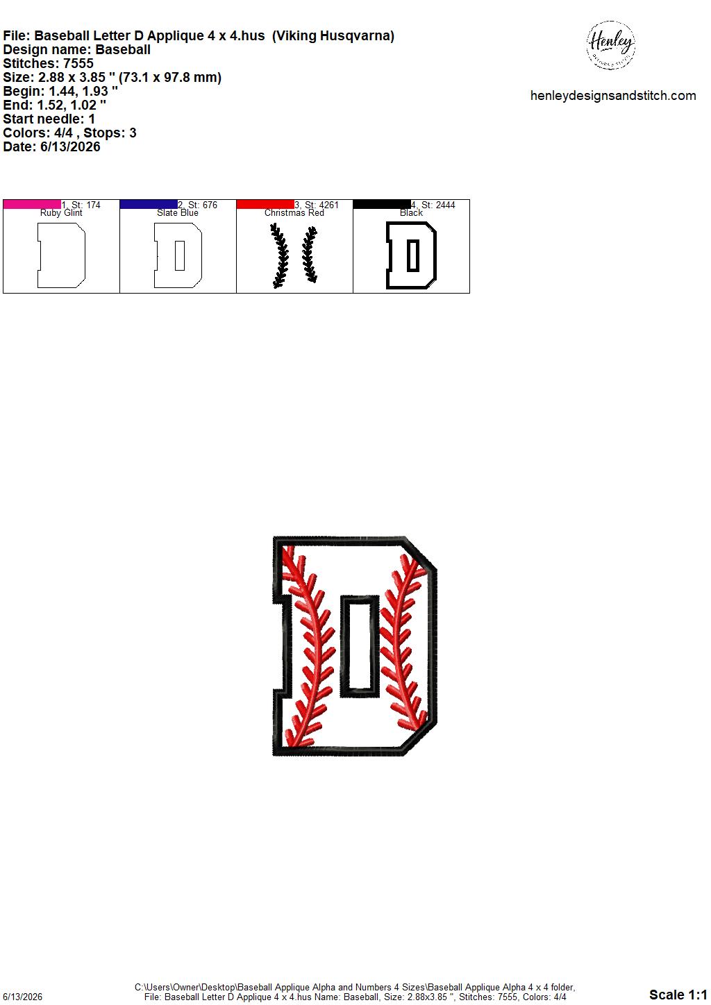 Baseball Stitching Applique Alpha and Numbers – 4 x 4, 5 x 7, 6 x 10 and 8 x 12 – DIGITAL Embroidery Design