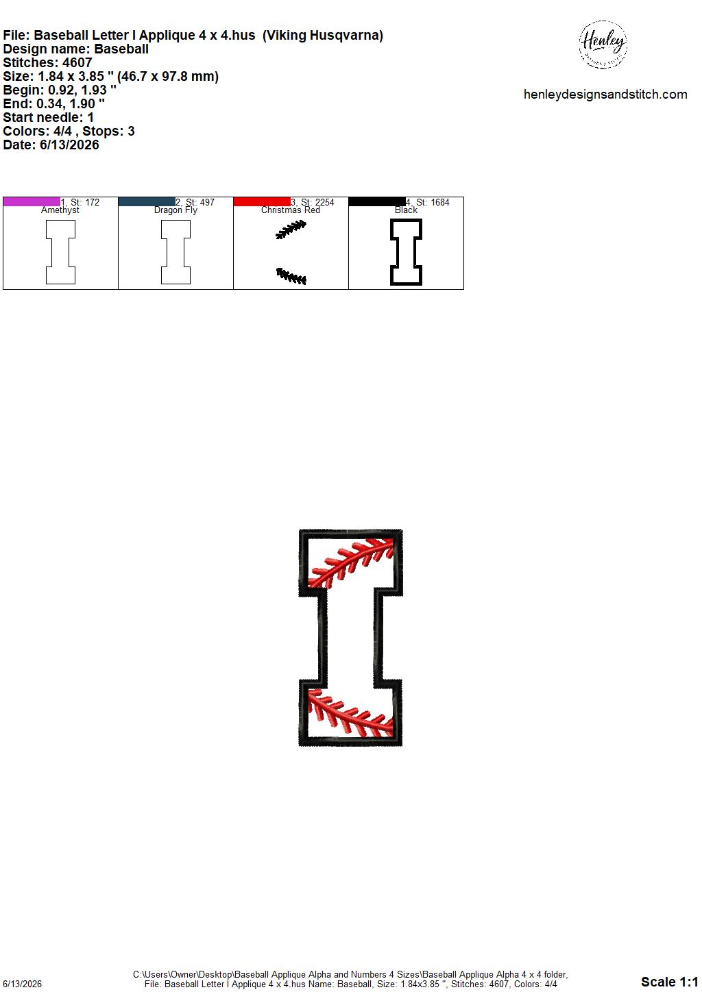 Baseball Stitching Applique Alpha and Numbers – 4 x 4, 5 x 7, 6 x 10 and 8 x 12 – DIGITAL Embroidery Design