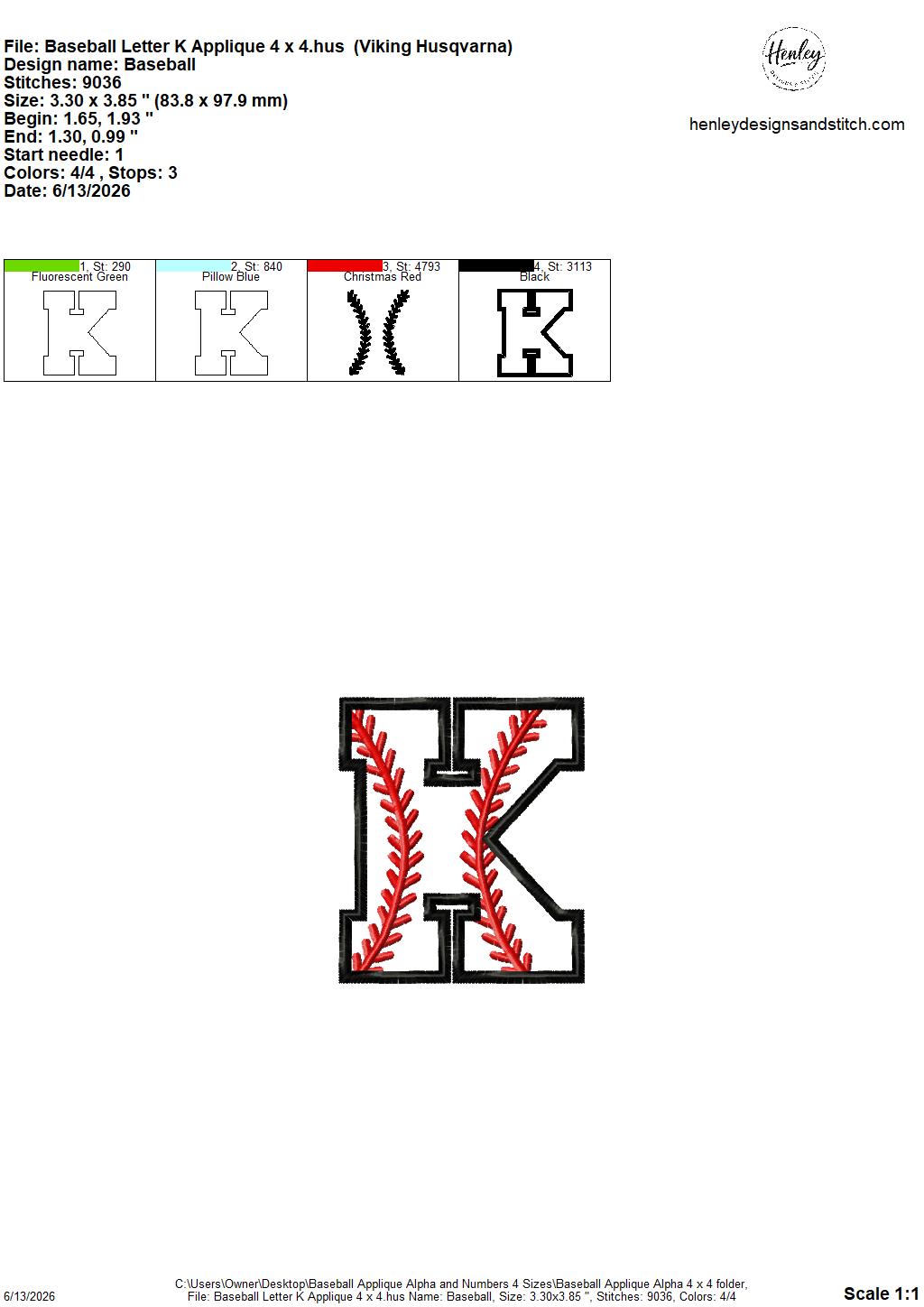 Baseball Stitching Applique Alpha and Numbers – 4 x 4, 5 x 7, 6 x 10 and 8 x 12 – DIGITAL Embroidery Design