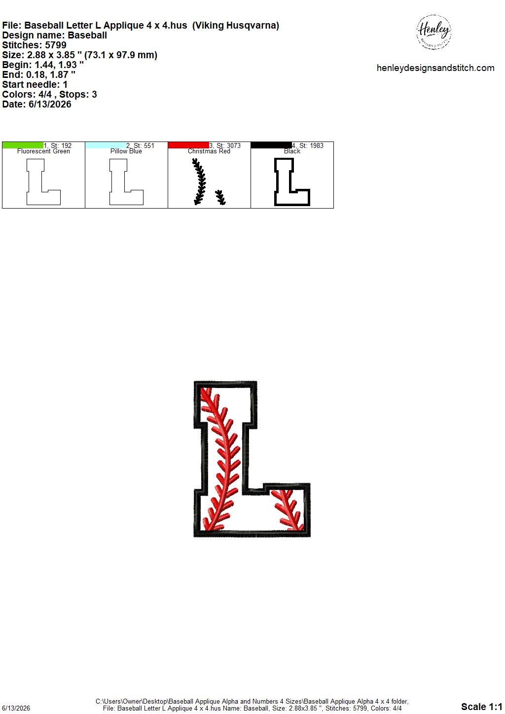 Baseball Stitching Applique Alpha and Numbers – 4 x 4, 5 x 7, 6 x 10 and 8 x 12 – DIGITAL Embroidery Design