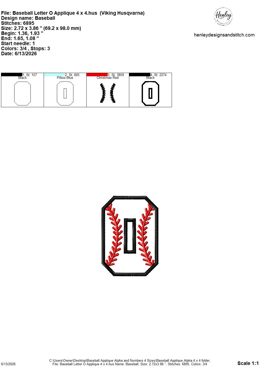 Baseball Stitching Applique Alpha and Numbers – 4 x 4, 5 x 7, 6 x 10 and 8 x 12 – DIGITAL Embroidery Design