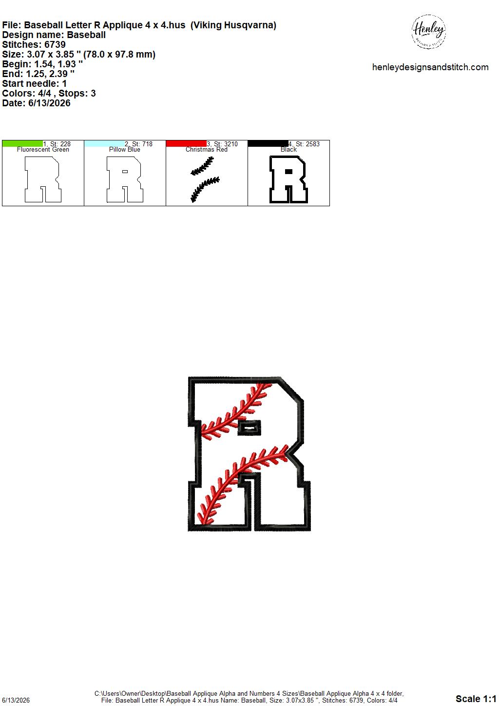 Baseball Stitching Applique Alpha and Numbers – 4 x 4, 5 x 7, 6 x 10 and 8 x 12 – DIGITAL Embroidery Design
