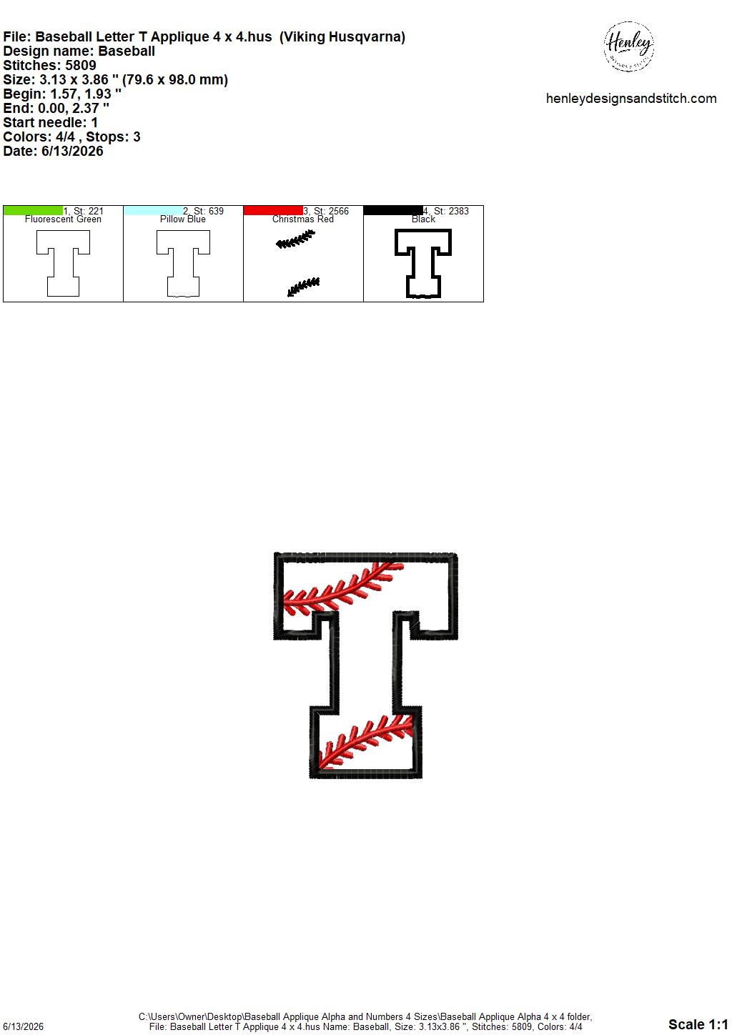 Baseball Stitching Applique Alpha and Numbers – 4 x 4, 5 x 7, 6 x 10 and 8 x 12 – DIGITAL Embroidery Design