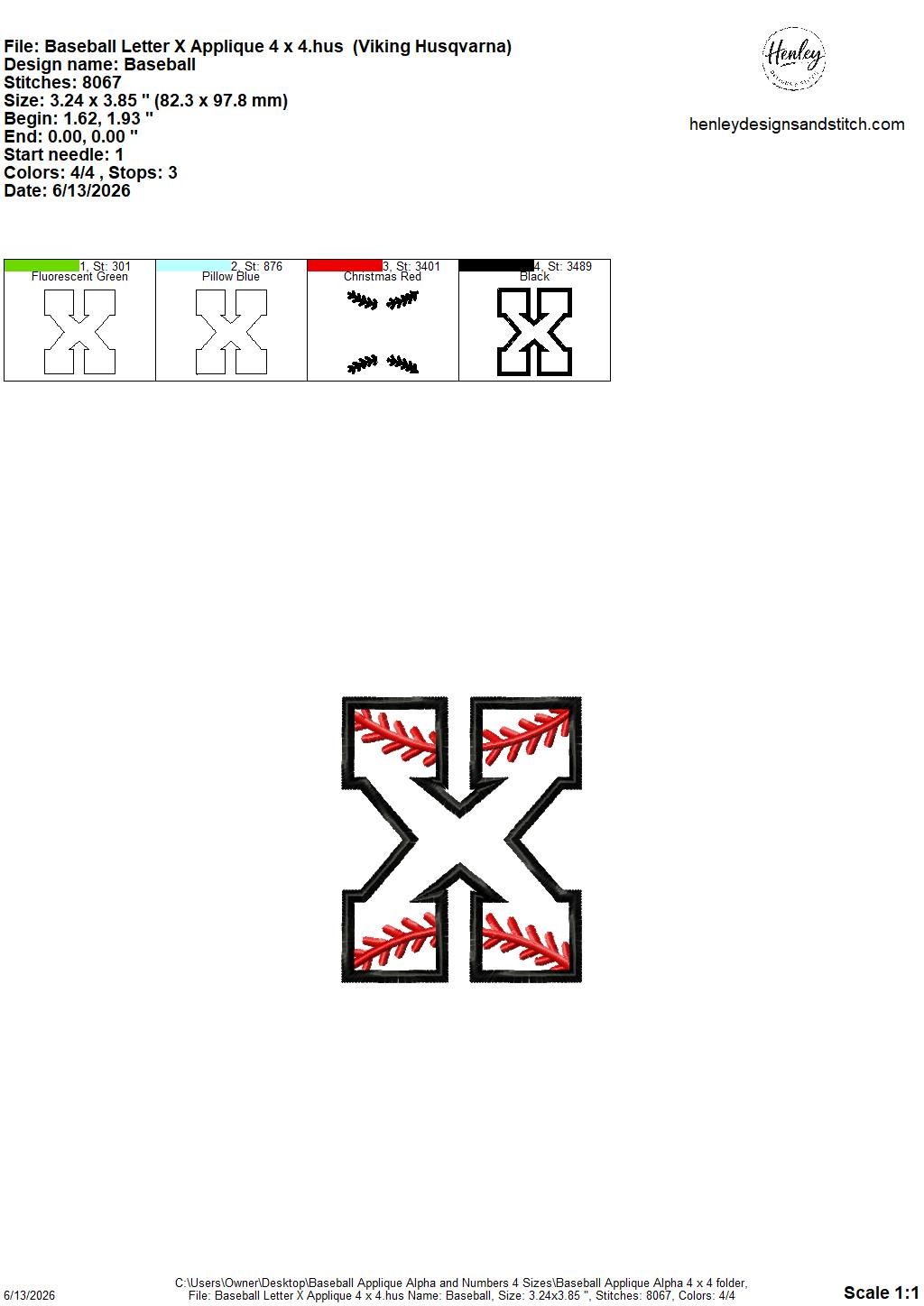Baseball Stitching Applique Alpha and Numbers – 4 x 4, 5 x 7, 6 x 10 and 8 x 12 – DIGITAL Embroidery Design