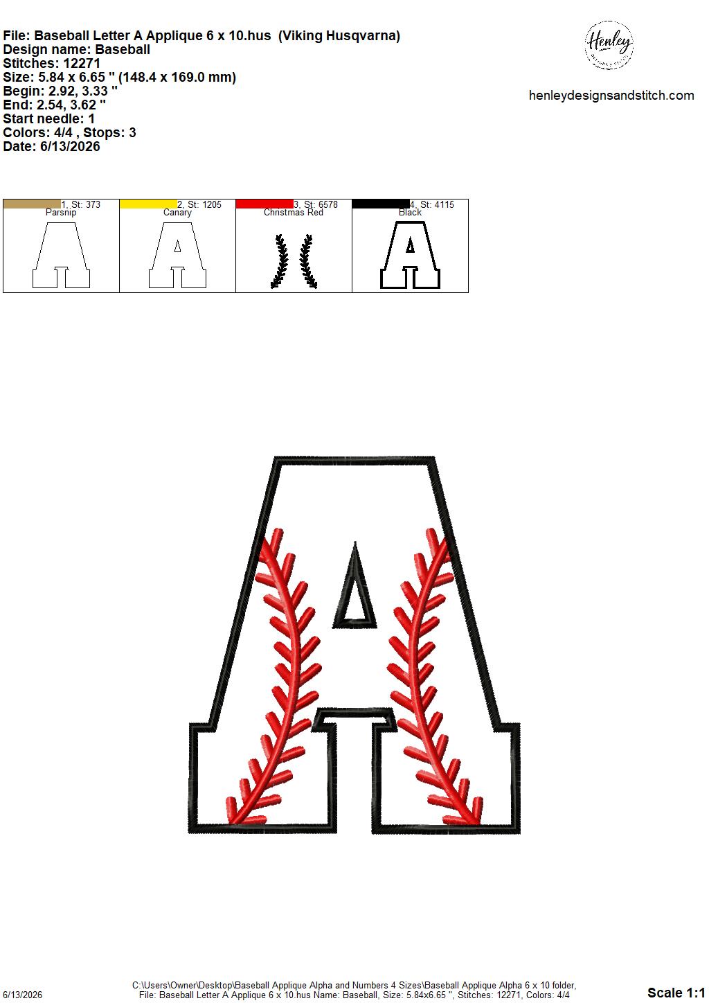 Baseball Stitching Applique Alpha and Numbers – 4 x 4, 5 x 7, 6 x 10 and 8 x 12 – DIGITAL Embroidery Design