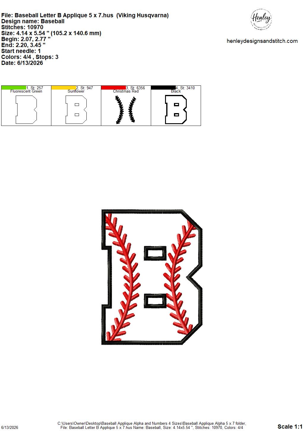 Baseball Stitching Applique Alpha and Numbers – 4 x 4, 5 x 7, 6 x 10 and 8 x 12 – DIGITAL Embroidery Design
