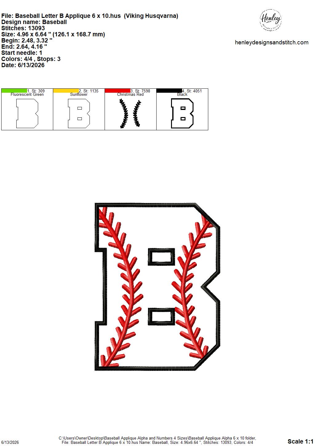 Baseball Stitching Applique Alpha and Numbers – 4 x 4, 5 x 7, 6 x 10 and 8 x 12 – DIGITAL Embroidery Design