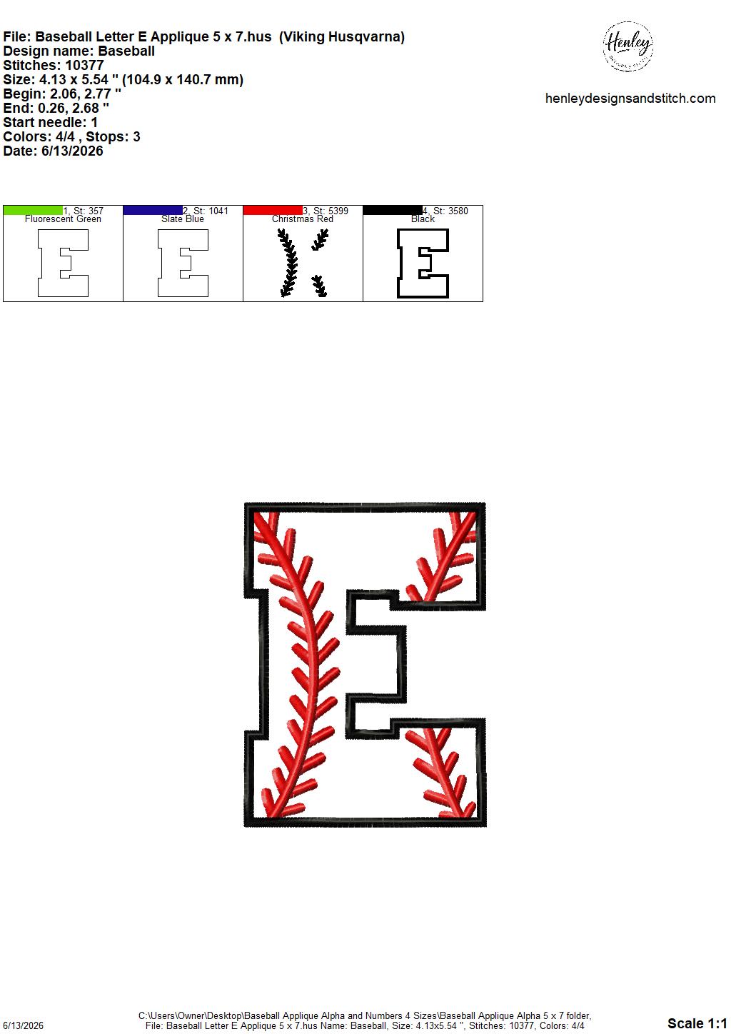 Baseball Stitching Applique Alpha and Numbers – 4 x 4, 5 x 7, 6 x 10 and 8 x 12 – DIGITAL Embroidery Design