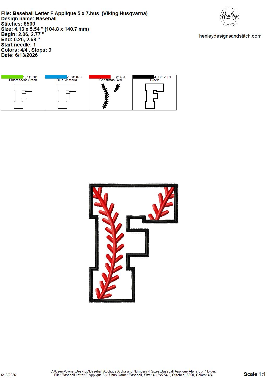 Baseball Stitching Applique Alpha and Numbers – 4 x 4, 5 x 7, 6 x 10 and 8 x 12 – DIGITAL Embroidery Design