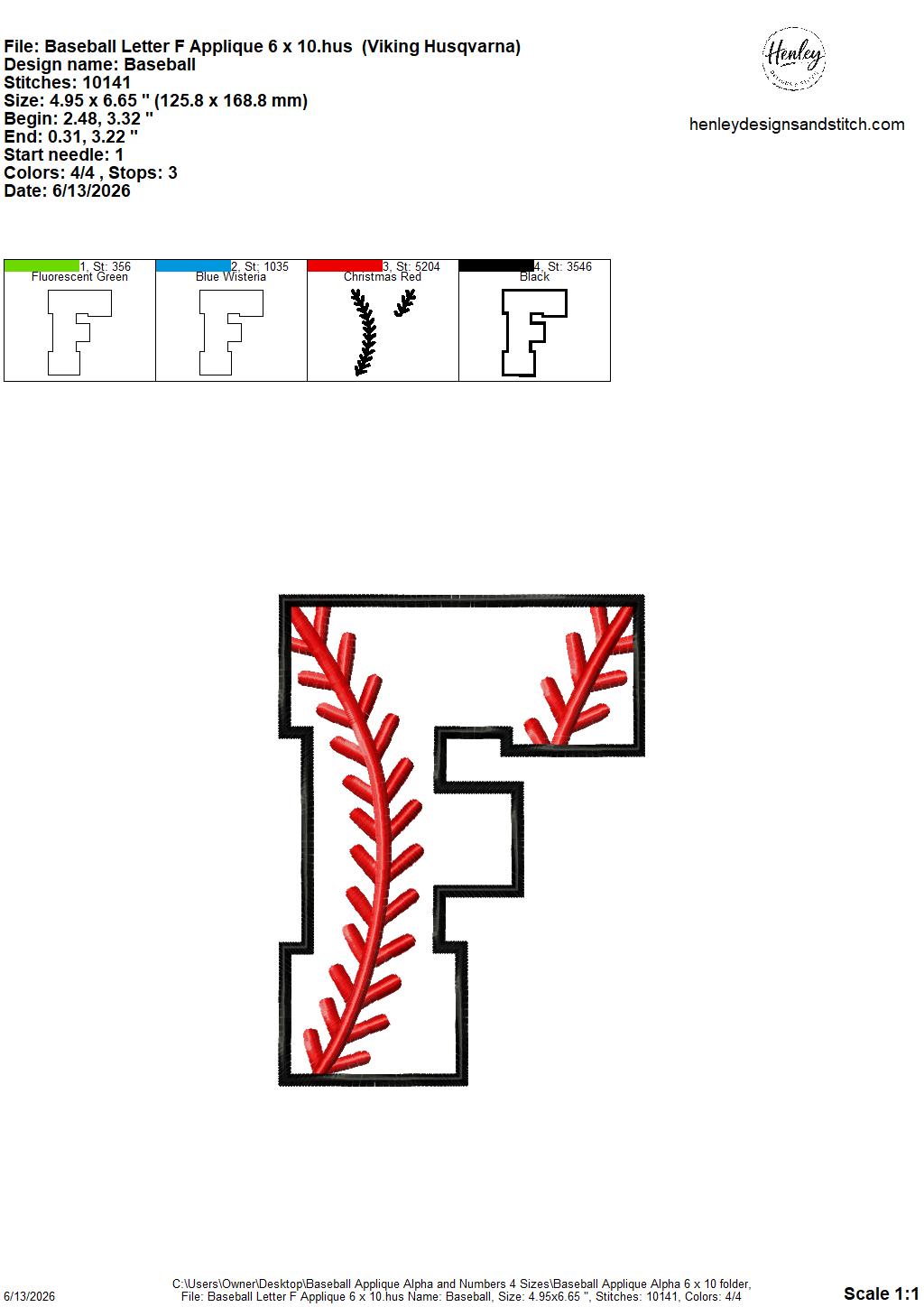 Baseball Stitching Applique Alpha and Numbers – 4 x 4, 5 x 7, 6 x 10 and 8 x 12 – DIGITAL Embroidery Design