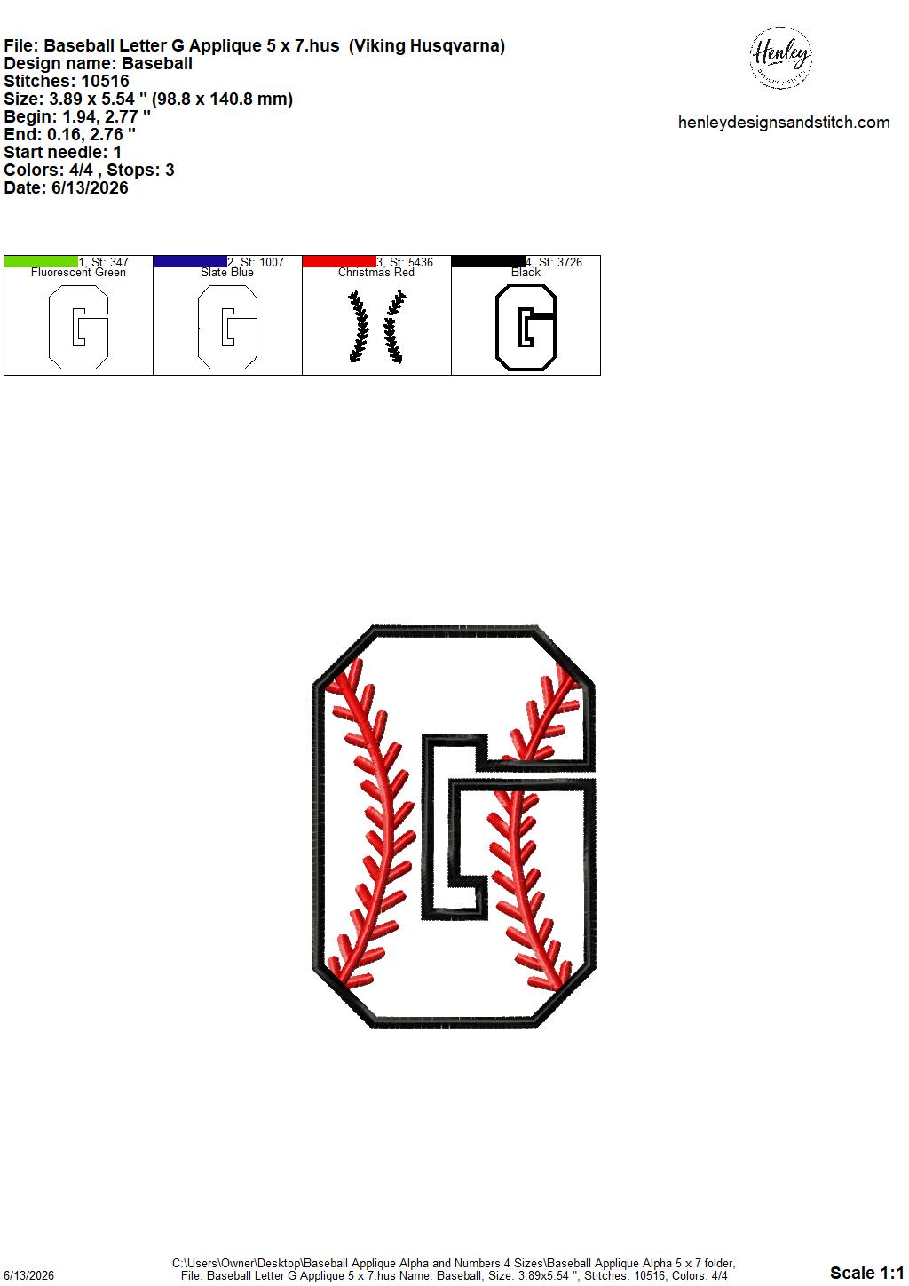 Baseball Stitching Applique Alpha and Numbers – 4 x 4, 5 x 7, 6 x 10 and 8 x 12 – DIGITAL Embroidery Design