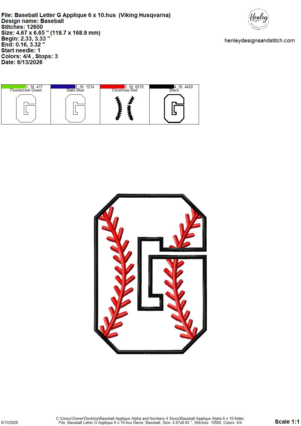 Baseball Stitching Applique Alpha and Numbers – 4 x 4, 5 x 7, 6 x 10 and 8 x 12 – DIGITAL Embroidery Design