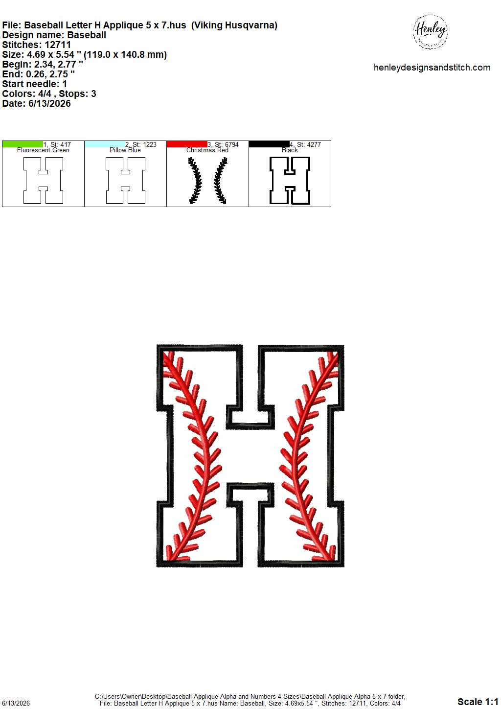 Baseball Stitching Applique Alpha and Numbers – 4 x 4, 5 x 7, 6 x 10 and 8 x 12 – DIGITAL Embroidery Design