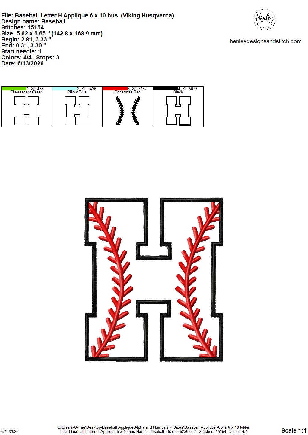 Baseball Stitching Applique Alpha and Numbers – 4 x 4, 5 x 7, 6 x 10 and 8 x 12 – DIGITAL Embroidery Design