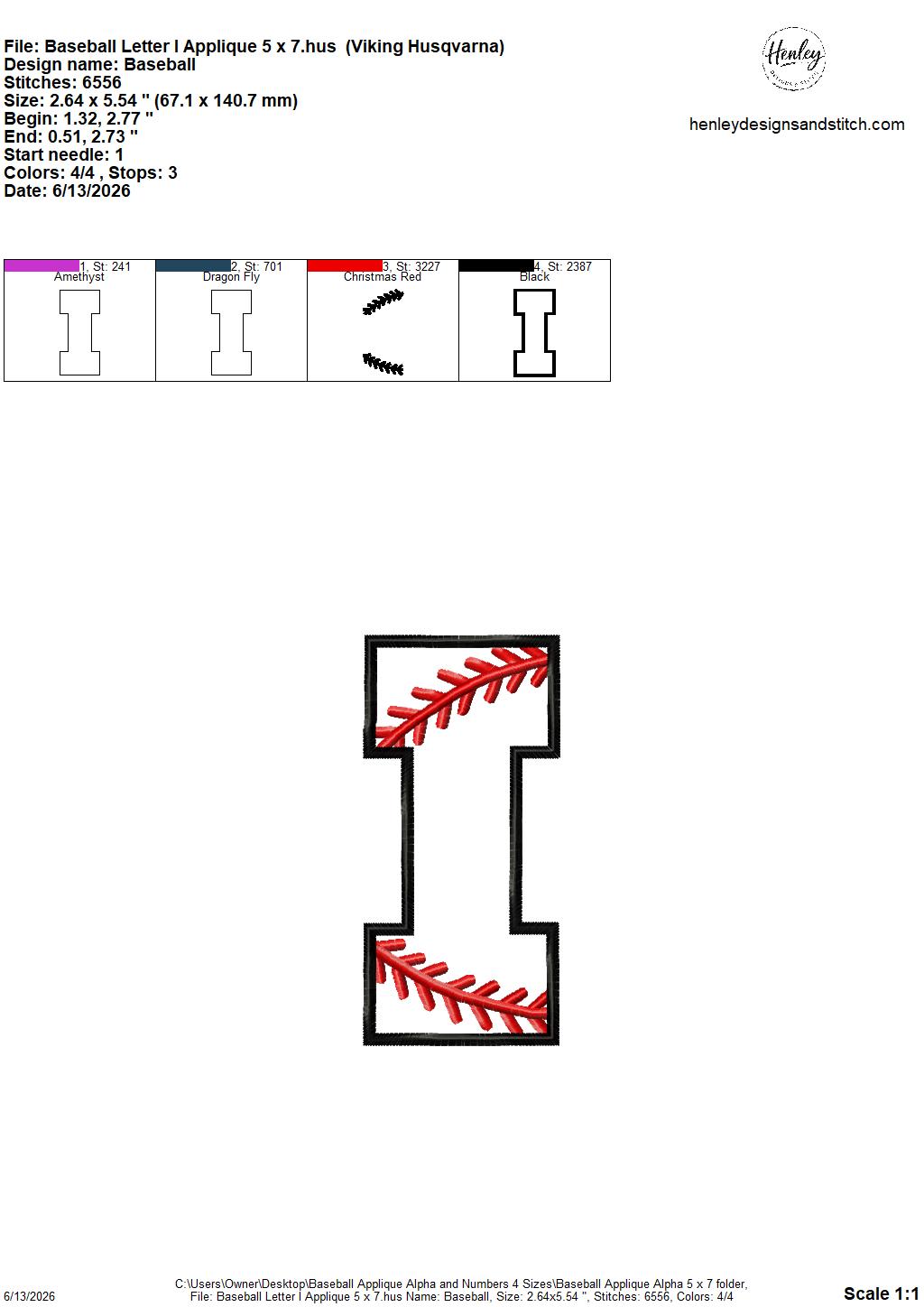 Baseball Stitching Applique Alpha and Numbers – 4 x 4, 5 x 7, 6 x 10 and 8 x 12 – DIGITAL Embroidery Design