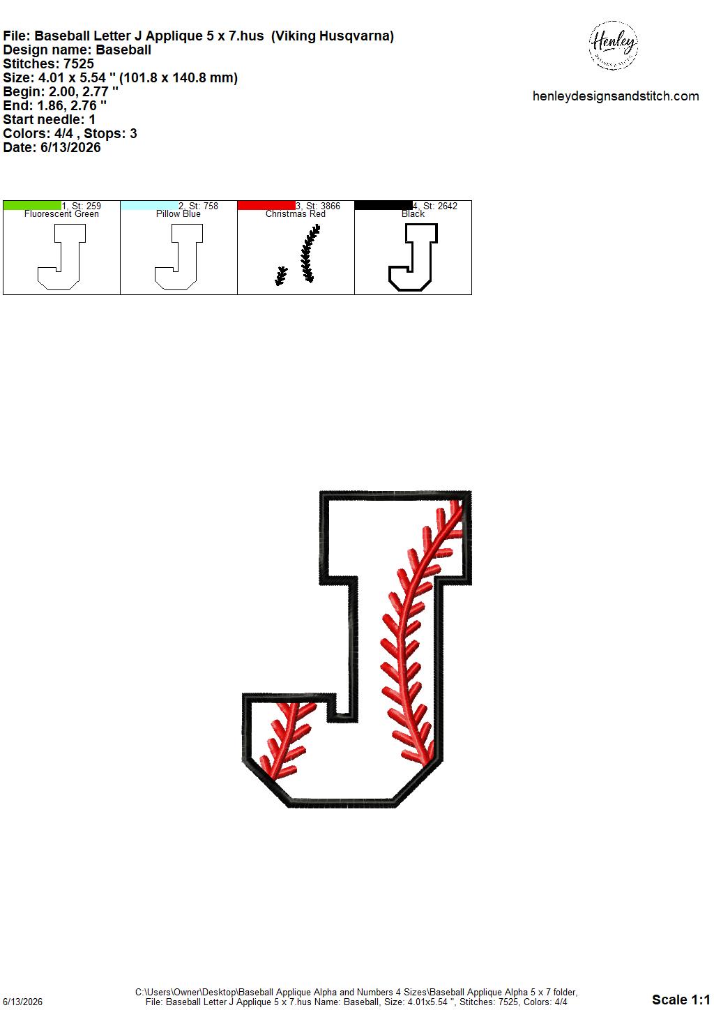 Baseball Stitching Applique Alpha and Numbers – 4 x 4, 5 x 7, 6 x 10 and 8 x 12 – DIGITAL Embroidery Design