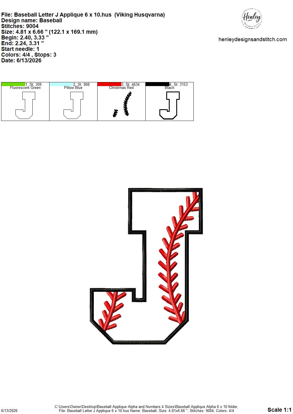 Baseball Stitching Applique Alpha and Numbers – 4 x 4, 5 x 7, 6 x 10 and 8 x 12 – DIGITAL Embroidery Design