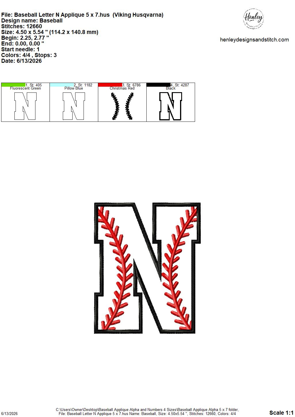 Baseball Stitching Applique Alpha and Numbers – 4 x 4, 5 x 7, 6 x 10 and 8 x 12 – DIGITAL Embroidery Design