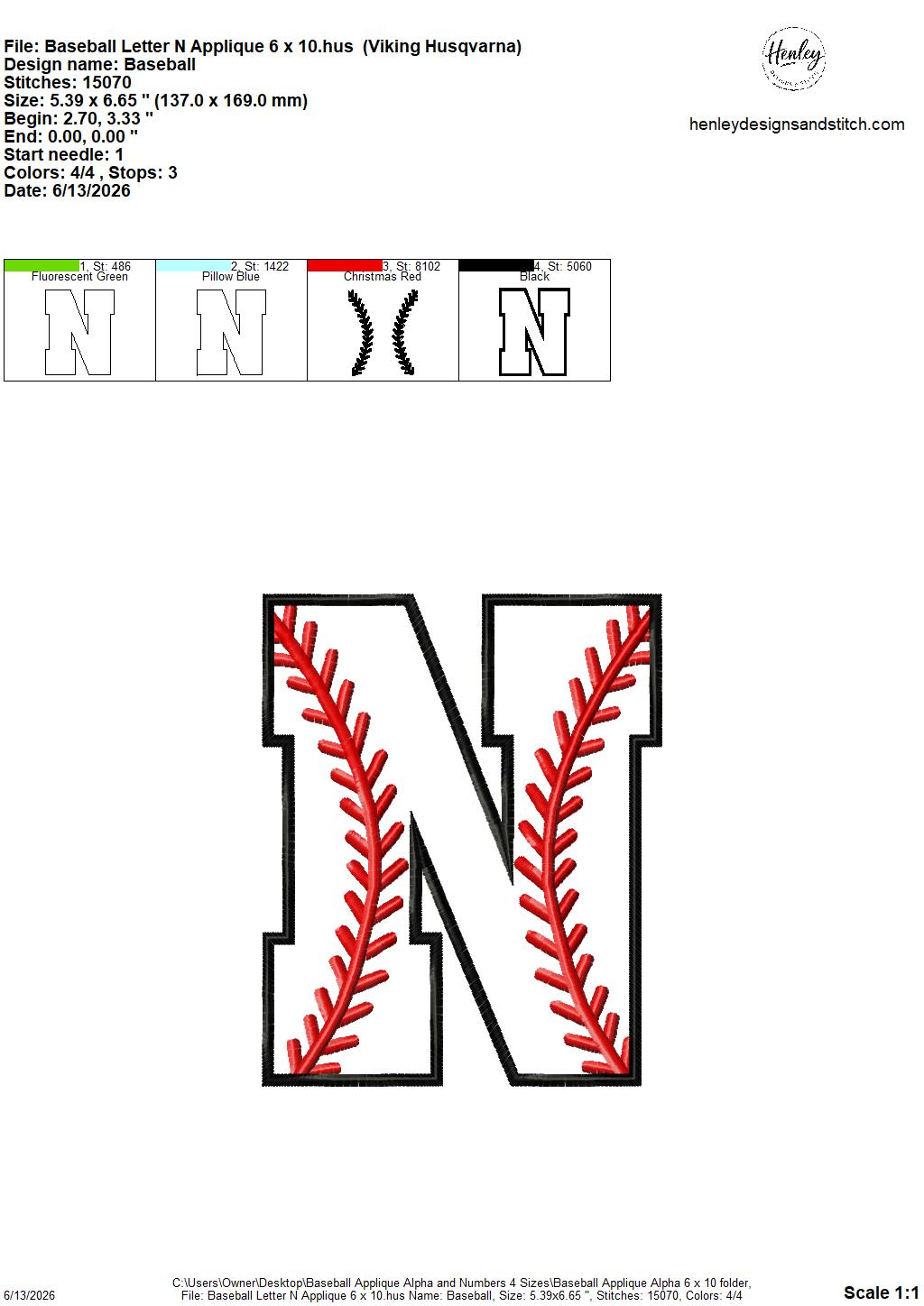Baseball Stitching Applique Alpha and Numbers – 4 x 4, 5 x 7, 6 x 10 and 8 x 12 – DIGITAL Embroidery Design