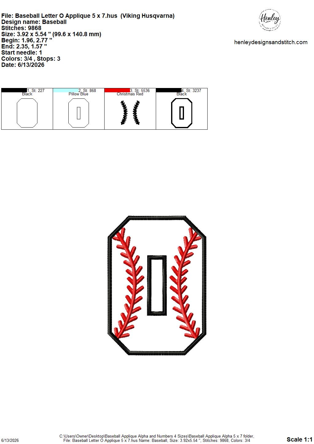 Baseball Stitching Applique Alpha and Numbers – 4 x 4, 5 x 7, 6 x 10 and 8 x 12 – DIGITAL Embroidery Design