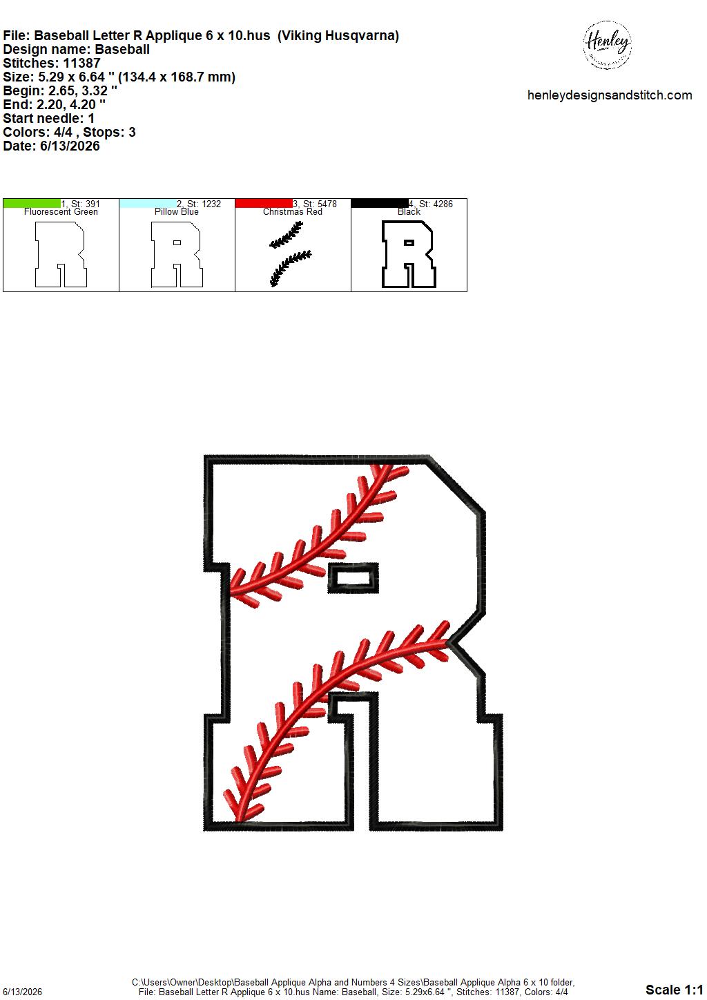 Baseball Stitching Applique Alpha and Numbers – 4 x 4, 5 x 7, 6 x 10 and 8 x 12 – DIGITAL Embroidery Design