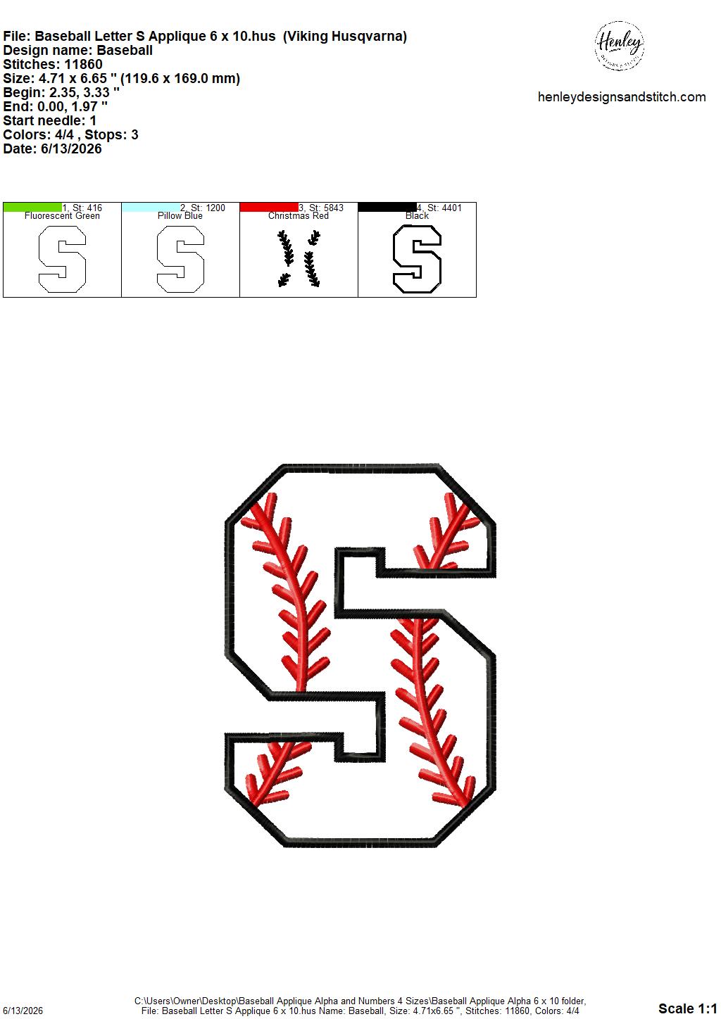Baseball Stitching Applique Alpha and Numbers – 4 x 4, 5 x 7, 6 x 10 and 8 x 12 – DIGITAL Embroidery Design