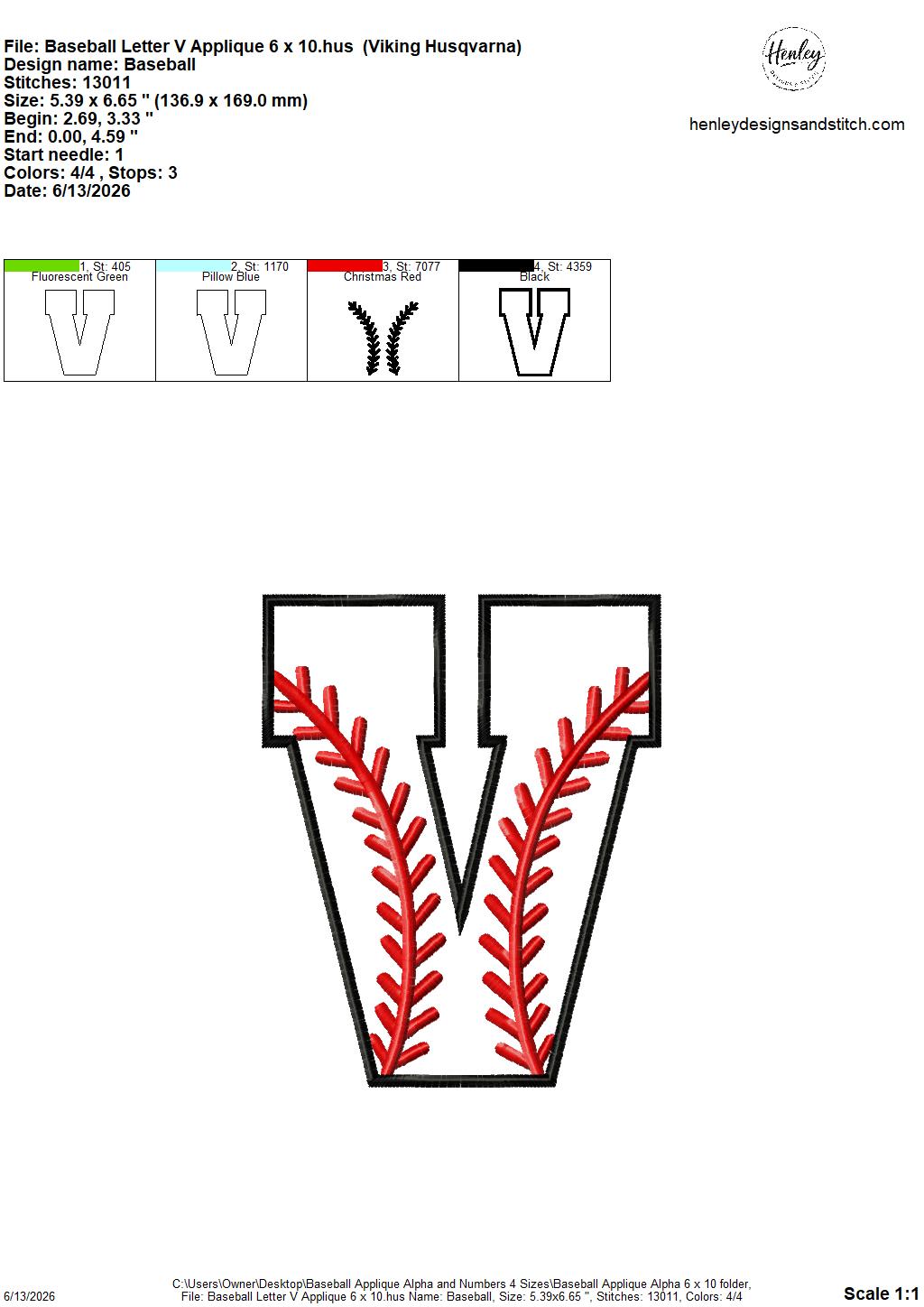 Baseball Stitching Applique Alpha and Numbers – 4 x 4, 5 x 7, 6 x 10 and 8 x 12 – DIGITAL Embroidery Design
