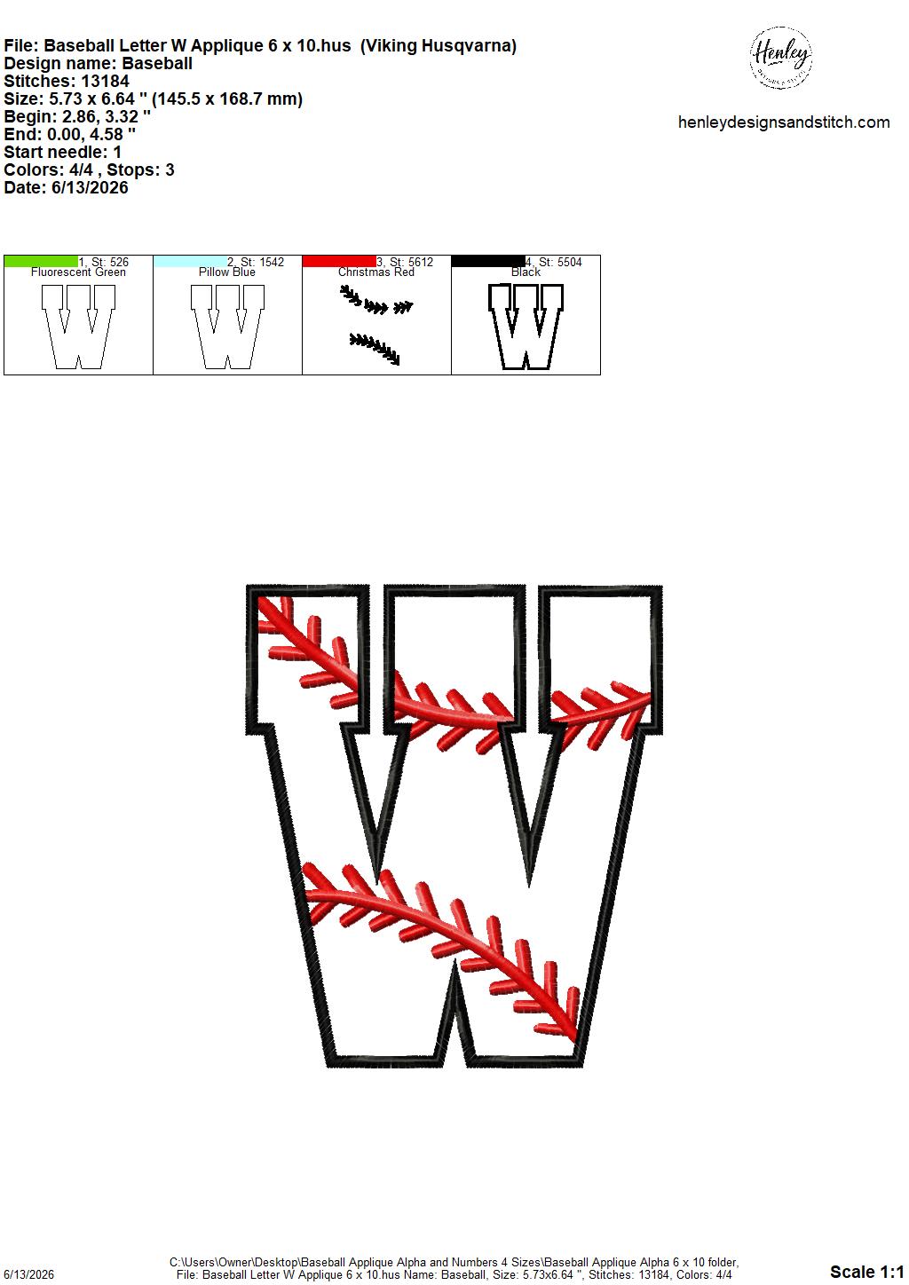 Baseball Stitching Applique Alpha and Numbers – 4 x 4, 5 x 7, 6 x 10 and 8 x 12 – DIGITAL Embroidery Design
