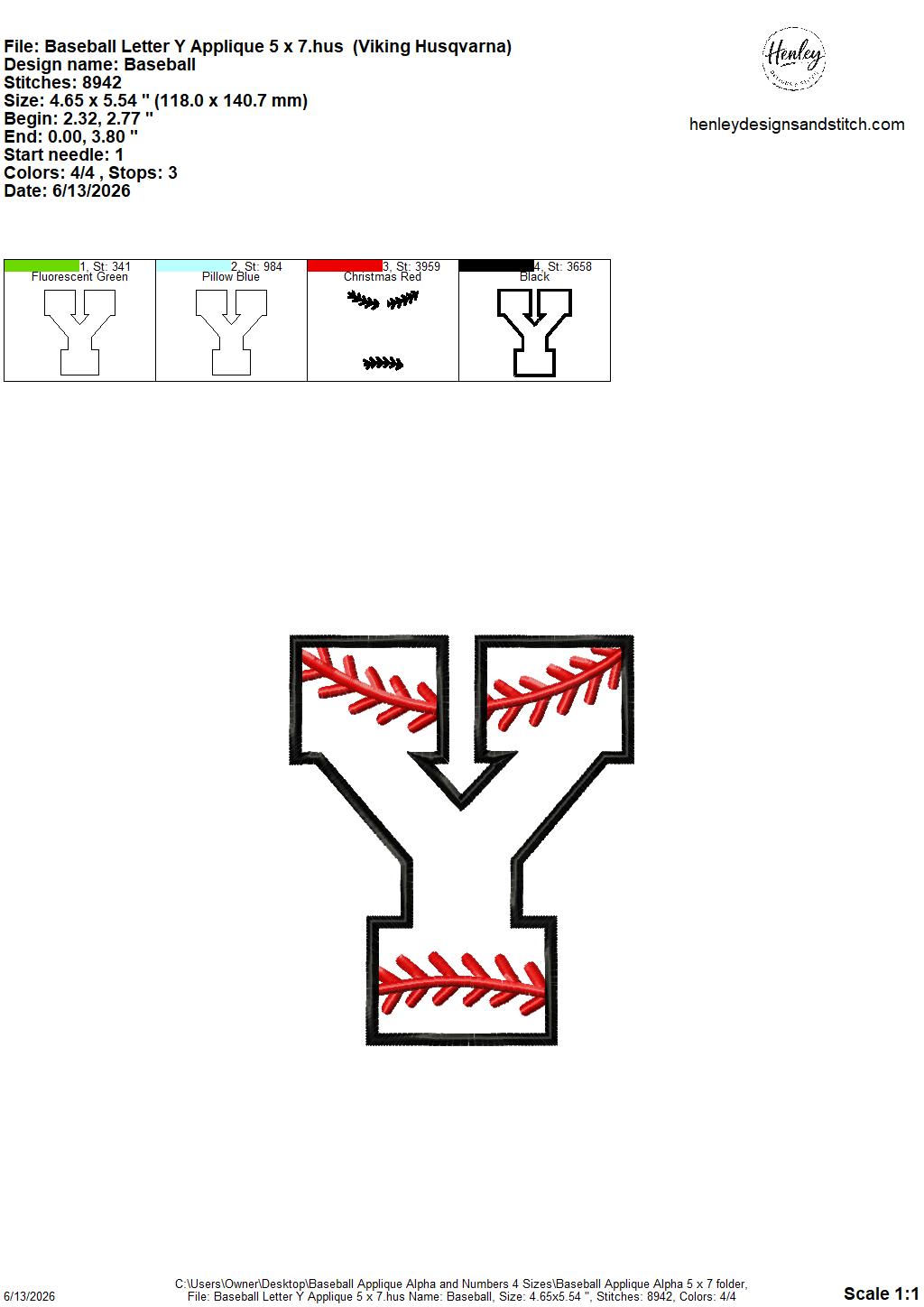 Baseball Stitching Applique Alpha and Numbers – 4 x 4, 5 x 7, 6 x 10 and 8 x 12 – DIGITAL Embroidery Design